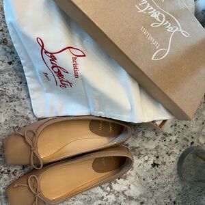 Christian Louboutin Mamadrague Napa Bow Ballerina Flats Blush